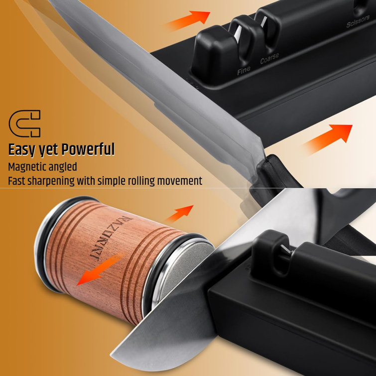 Razorri Rolling Knife Sharpener Kit 3 Different Grit Stones Discs